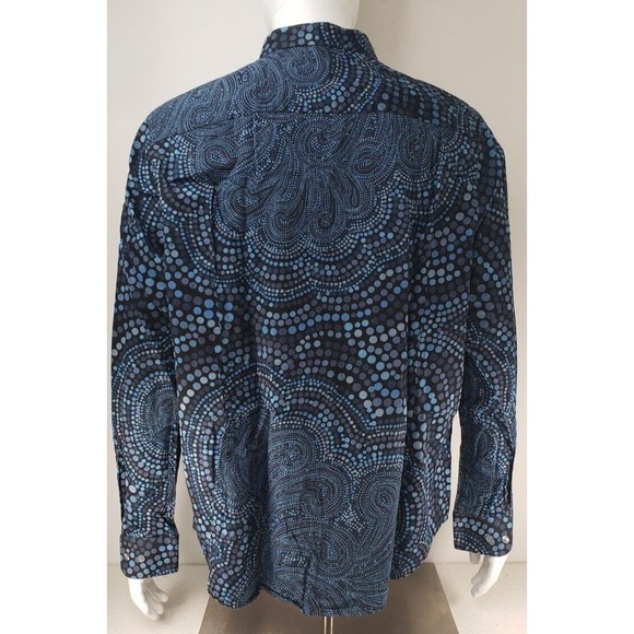 PERRY ELLIS Mens 2X Slim Fit Blue's Circle Abstract Print Button Down Shirt - Picture 9 of 16